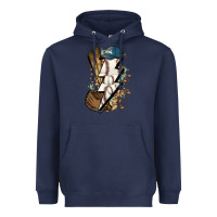 Navy Lightning bolt Baseball Heavyweight Hoodie - HowdyJamesFarm