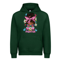 Forest Green Mom Is A Fighter And Afro Messy Bun Mom Urban Hoodie - BundleAndBundleShop