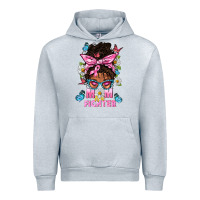 Heather Grey Mom Is A Fighter And Afro Messy Bun Mom Urban Hoodie - BundleAndBundleShop
