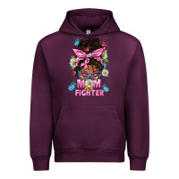 Mauve Wine Mom Is A Fighter And Afro Messy Bun Mom Urban Hoodie - BundleAndBundleShop