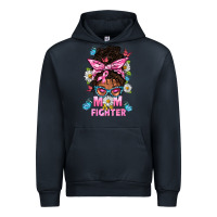 Navy Mom Is A Fighter And Afro Messy Bun Mom Urban Hoodie - BundleAndBundleShop