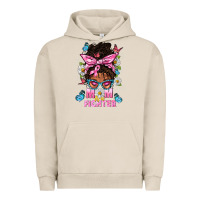 Pigment French Oak Mom Is A Fighter And Afro Messy Bun Mom Urban Hoodie - BundleAndBundleShop