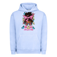 Pigment Grape Ice Mom Is A Fighter And Afro Messy Bun Mom Urban Hoodie - BundleAndBundleShop
