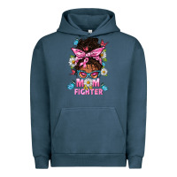 Pigment Midnight Navy Mom Is A Fighter And Afro Messy Bun Mom Urban Hoodie - BundleAndBundleShop