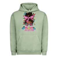 Pigment Oil Green Mom Is A Fighter And Afro Messy Bun Mom Urban Hoodie - BundleAndBundleShop