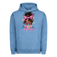 Pigment Pebble Blue Mom Is A Fighter And Afro Messy Bun Mom Urban Hoodie - BundleAndBundleShop