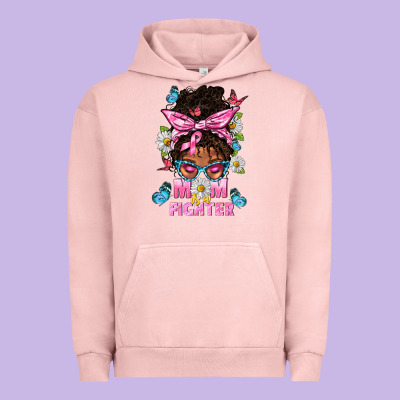 Mom Is A Fighter And Afro Messy Bun Mom Urban Hoodie Designed By Bundleandbundleshop