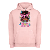 Pigment Salmon Mom Is A Fighter And Afro Messy Bun Mom Urban Hoodie - BundleAndBundleShop