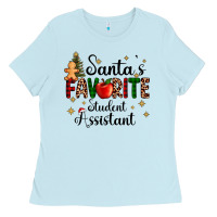 Baby Blue santa's favorite student assistant Ladies Tee - AdoDesignShop