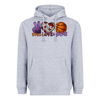 Heather Grey Peace love Basketball Heavyweight Hoodie - HowdyJamesFarm