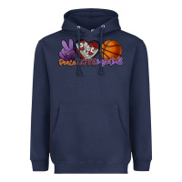 Navy Peace love Basketball Heavyweight Hoodie - HowdyJamesFarm