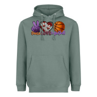 Sage Peace love Basketball Heavyweight Hoodie - HowdyJamesFarm