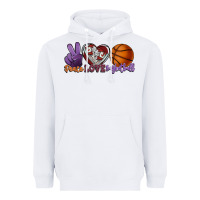 White Peace love Basketball Heavyweight Hoodie - HowdyJamesFarm
