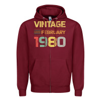 Burgundy Born in 1980 Vintage February Zipper Hoodie - Bettercallsaul