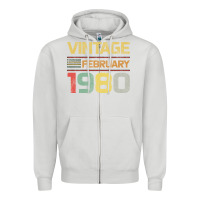 Dove Grey Born in 1980 Vintage February Zipper Hoodie - Bettercallsaul