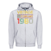Heather Grey Born in 1980 Vintage February Zipper Hoodie - Bettercallsaul