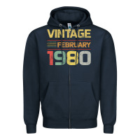 Navy Born in 1980 Vintage February Zipper Hoodie - Bettercallsaul