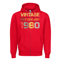 Red Born in 1980 Vintage February Zipper Hoodie - Bettercallsaul