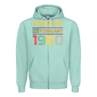 Seafoam Born in 1980 Vintage February Zipper Hoodie - Bettercallsaul