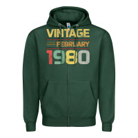 Sports Green Born in 1980 Vintage February Zipper Hoodie - Bettercallsaul