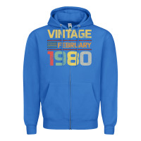 True Royal Born in 1980 Vintage February Zipper Hoodie - Bettercallsaul