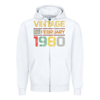 White Born in 1980 Vintage February Zipper Hoodie - Bettercallsaul