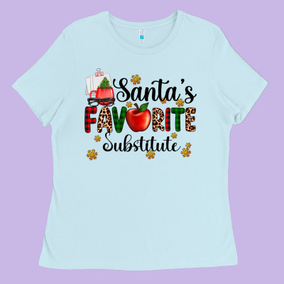Santa's Favorite Substitute Ladies Tee Designed By Adodesignshop