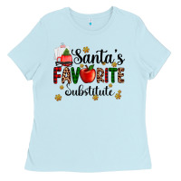 Baby Blue santa's favorite substitute Ladies Tee - AdoDesignShop