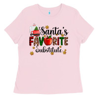 Bubblegum Pink santa's favorite substitute Ladies Tee - AdoDesignShop