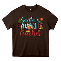 Chocolate Brown santa s favorite teacher Heavy Core Tee - JahusDesignShop