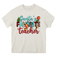 Cream santa s favorite teacher Heavy Core Tee - JahusDesignShop