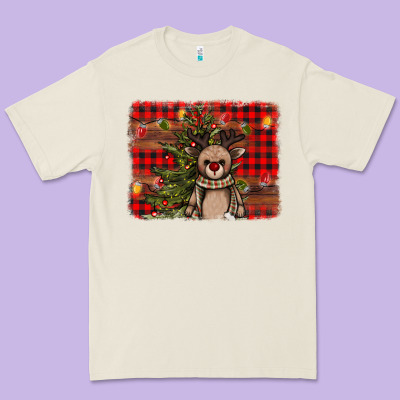 Reindeer Trees Background Premium Tee Designed By Adodesignshop
