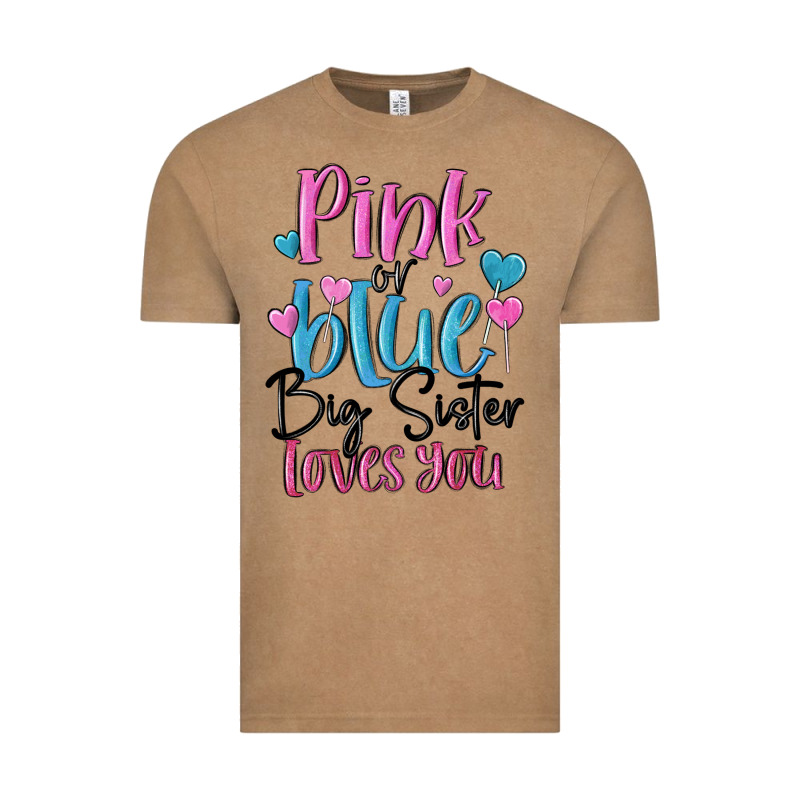 Pink Or Blue Big Sister Loves You Vintage Tee by MaliasSmallBusiness | Teevron