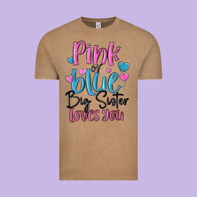 Pink Or Blue Big Sister Loves You Vintage Tee Designed By Maliassmallbusiness