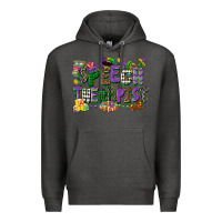 Charcoal Heather speech therapist mardi gras cowgirl Premium Hoodie - CowGirlArtShop
