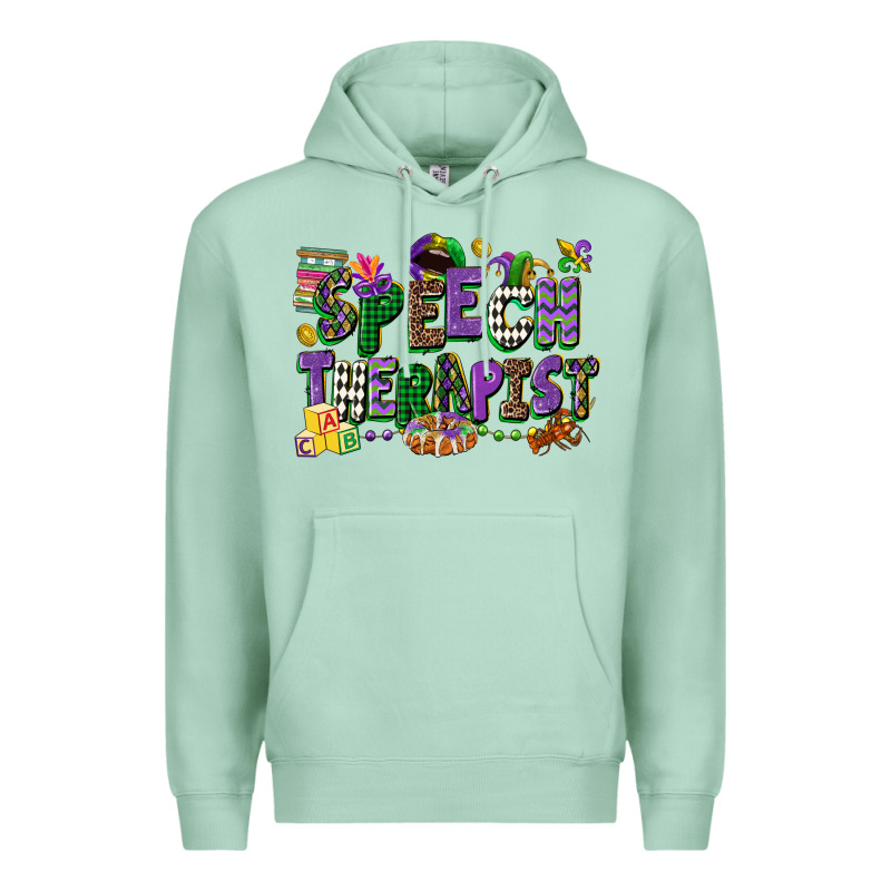 Speech Therapist Mardi Gras Cowgirl Premium Hoodie by CowGirlArtShop | Teevron