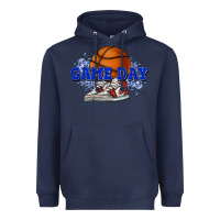 Navy game day basketball Heavyweight Hoodie - HowdyJamesFarm