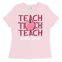 Bubblegum Pink teach with love Ladies Tee - JahusDesignShop