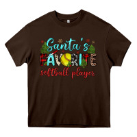 Chocolate Brown santa s favorite softball player Heavy Core Tee - JahusDesignShop