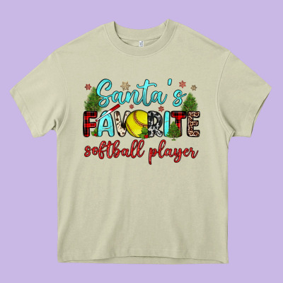 Santa S Favorite Softball Player Heavy Core Tee Designed By Jahusdesignshop