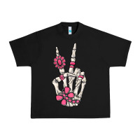 Black pink gemstone peace skeleton hand Urban Heavy Tee - MaliasSmallBusiness