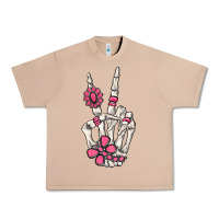 Burro pink gemstone peace skeleton hand Urban Heavy Tee - MaliasSmallBusiness