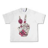 Lunar Rock pink gemstone peace skeleton hand Urban Heavy Tee - MaliasSmallBusiness