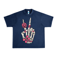 Pink Gemstone Peace Skeleton Hand Urban Heavy Tee | Teevron