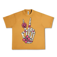 Peanut Butter pink gemstone peace skeleton hand Urban Heavy Tee - MaliasSmallBusiness