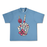 Pebble Blue pink gemstone peace skeleton hand Urban Heavy Tee - MaliasSmallBusiness