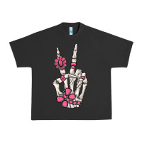 Pigment Black pink gemstone peace skeleton hand Urban Heavy Tee - MaliasSmallBusiness