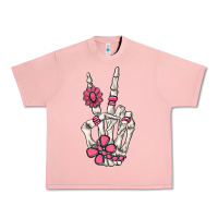 Salmon pink gemstone peace skeleton hand Urban Heavy Tee - MaliasSmallBusiness