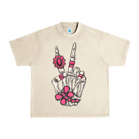 Sandshell pink gemstone peace skeleton hand Urban Heavy Tee - MaliasSmallBusiness