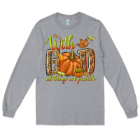 Heather Grey with god all things are possible Long Sleeve Tee - NancyCooperArtShop